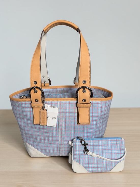 Coach Handbags - NWT Vintage Coach 1823 Soho Plaid Twill Tote & Wristlet
